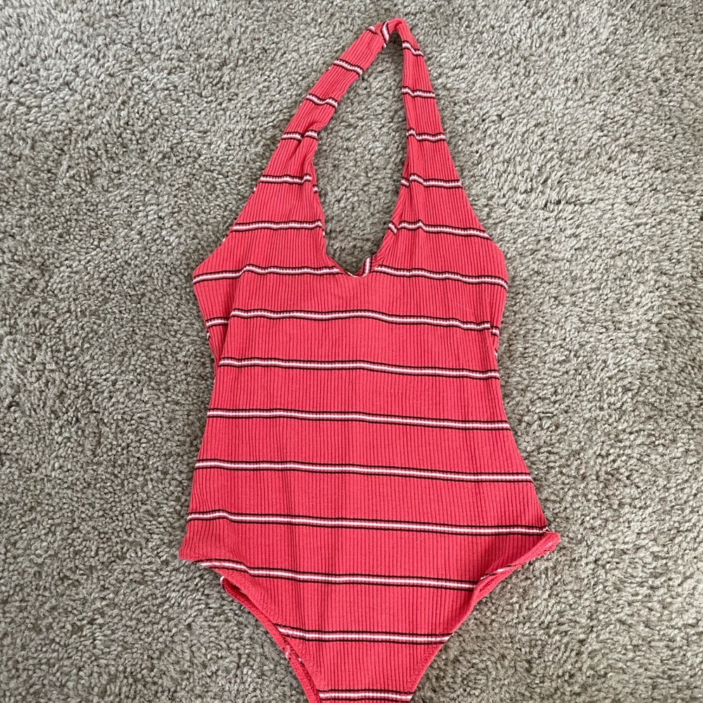 Orange Striped Bodysuit